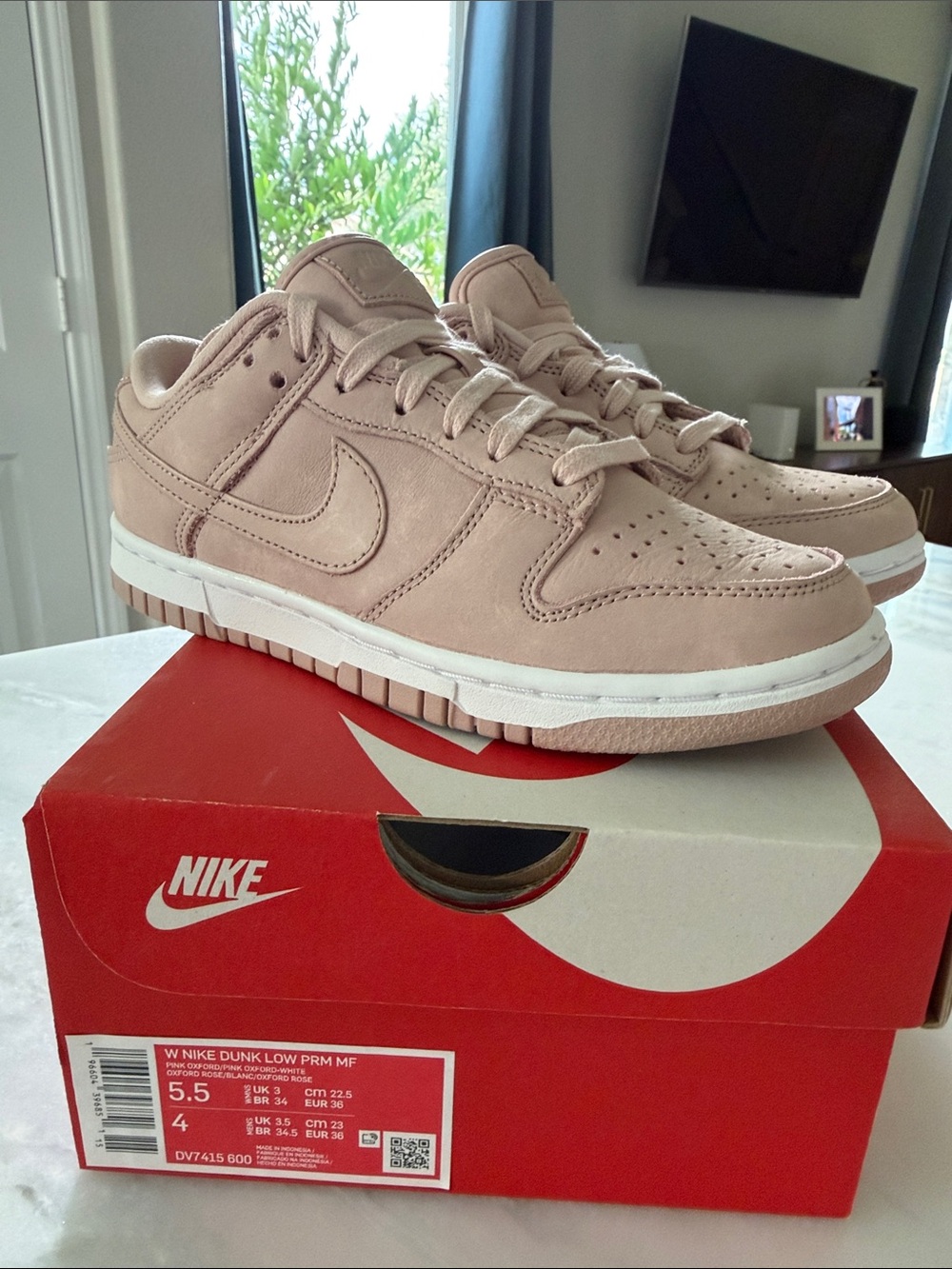 Nike Dunk Low Sneakers in Dusty Pink and White